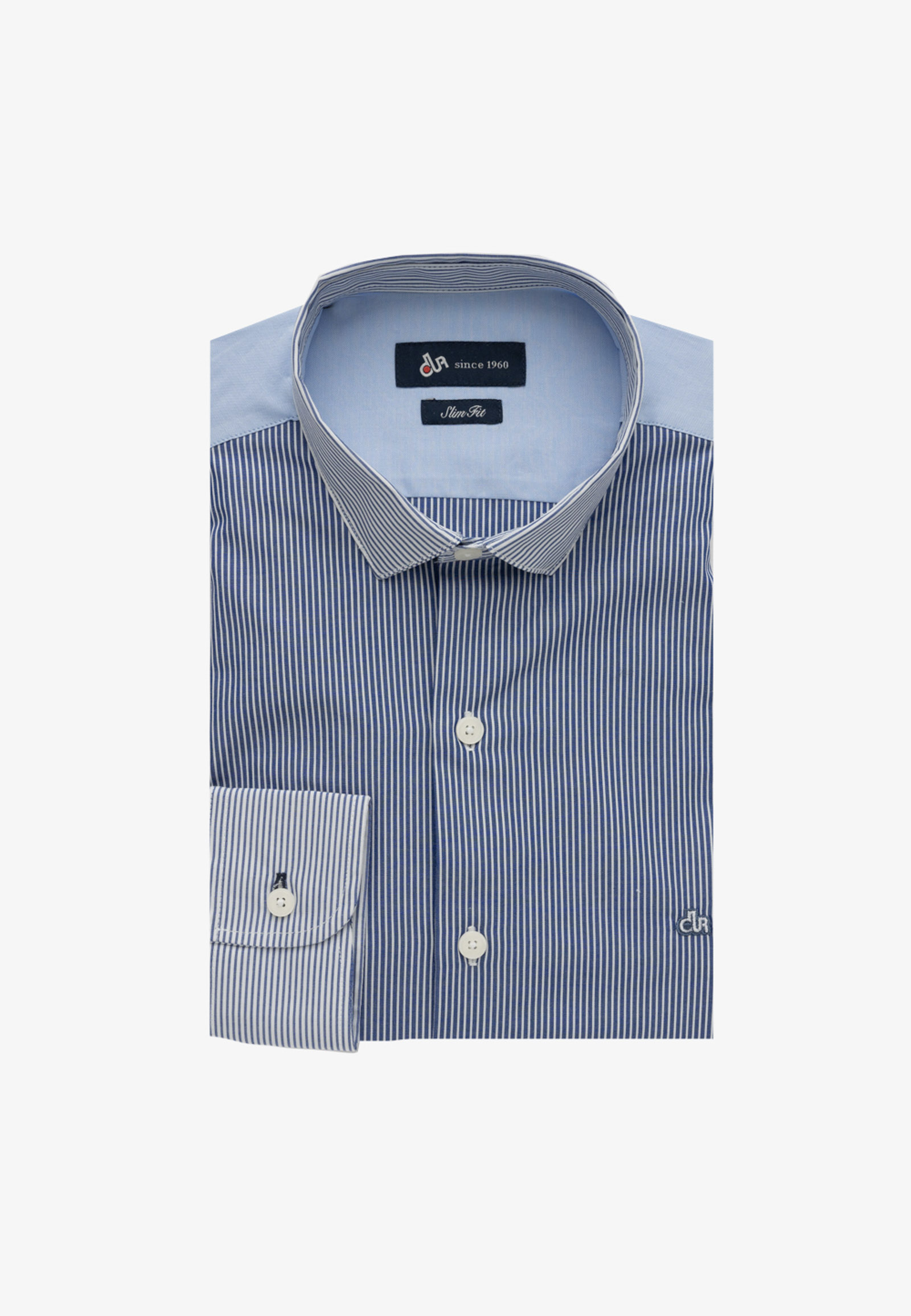 11020788_101052_A Slim fit striped rex collar shirt - Image 1