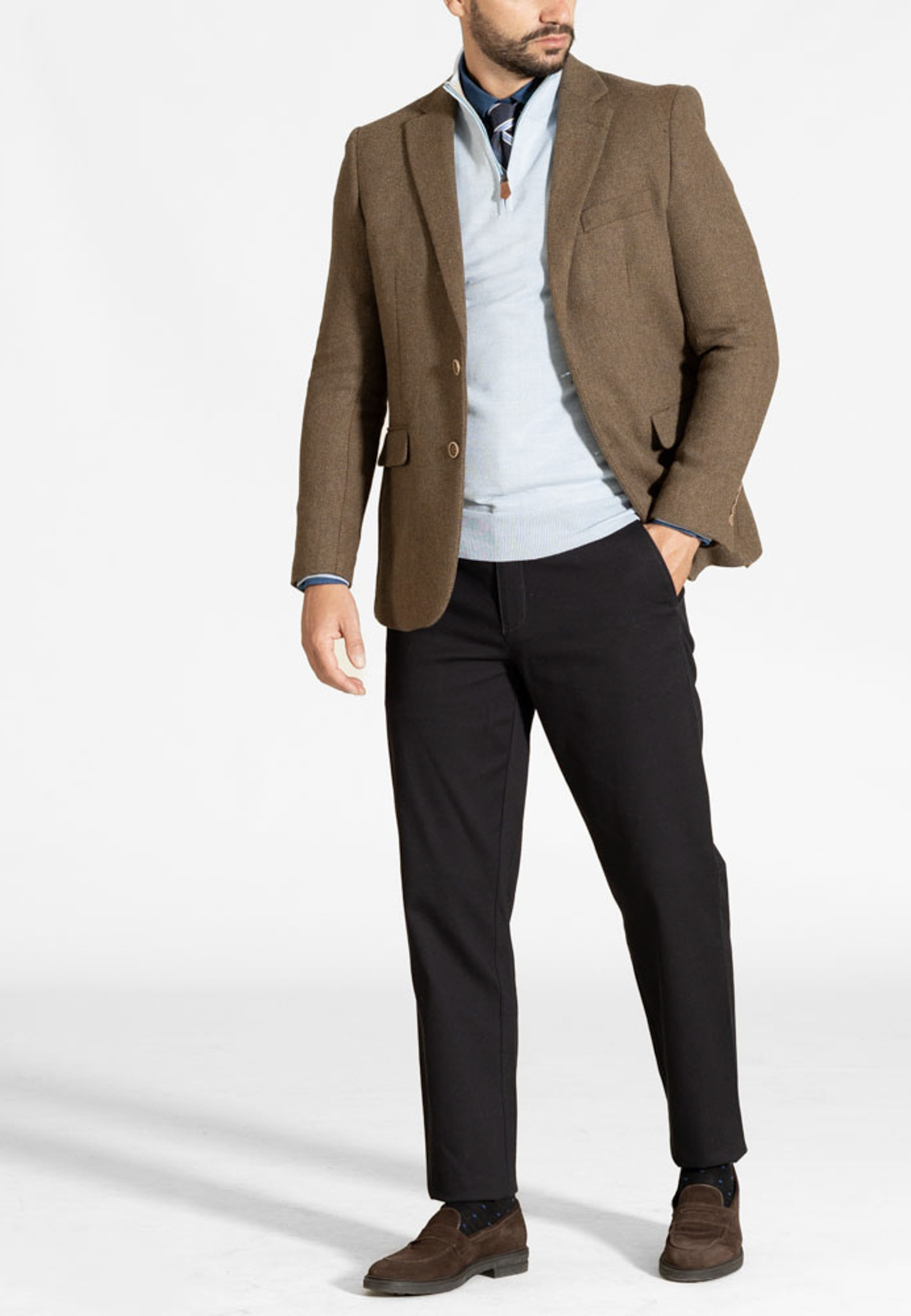 42210084-420208-2 Tweed wool blend brown-oil blazer - Image 1