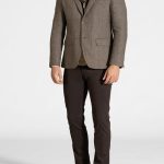 Herringbone wool blend grey-beige blazer