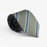 Green silk tie with blue stripe