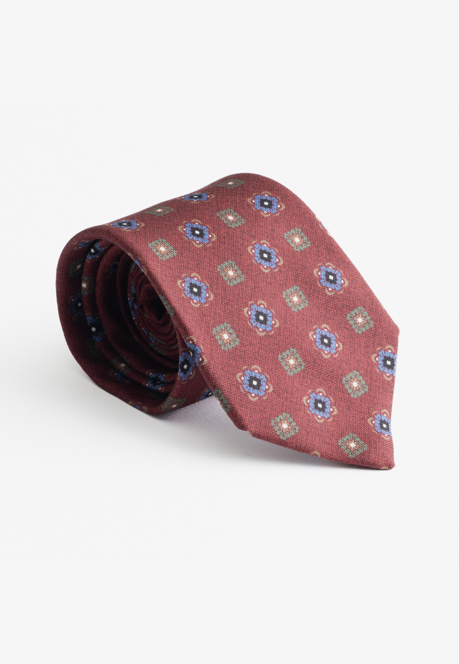 70200319-700489-A Burgundy silk tie floral print - Image 1