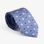 Sky blue silk tie floral print