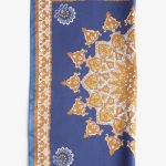 Blue-mustard silk pocket square