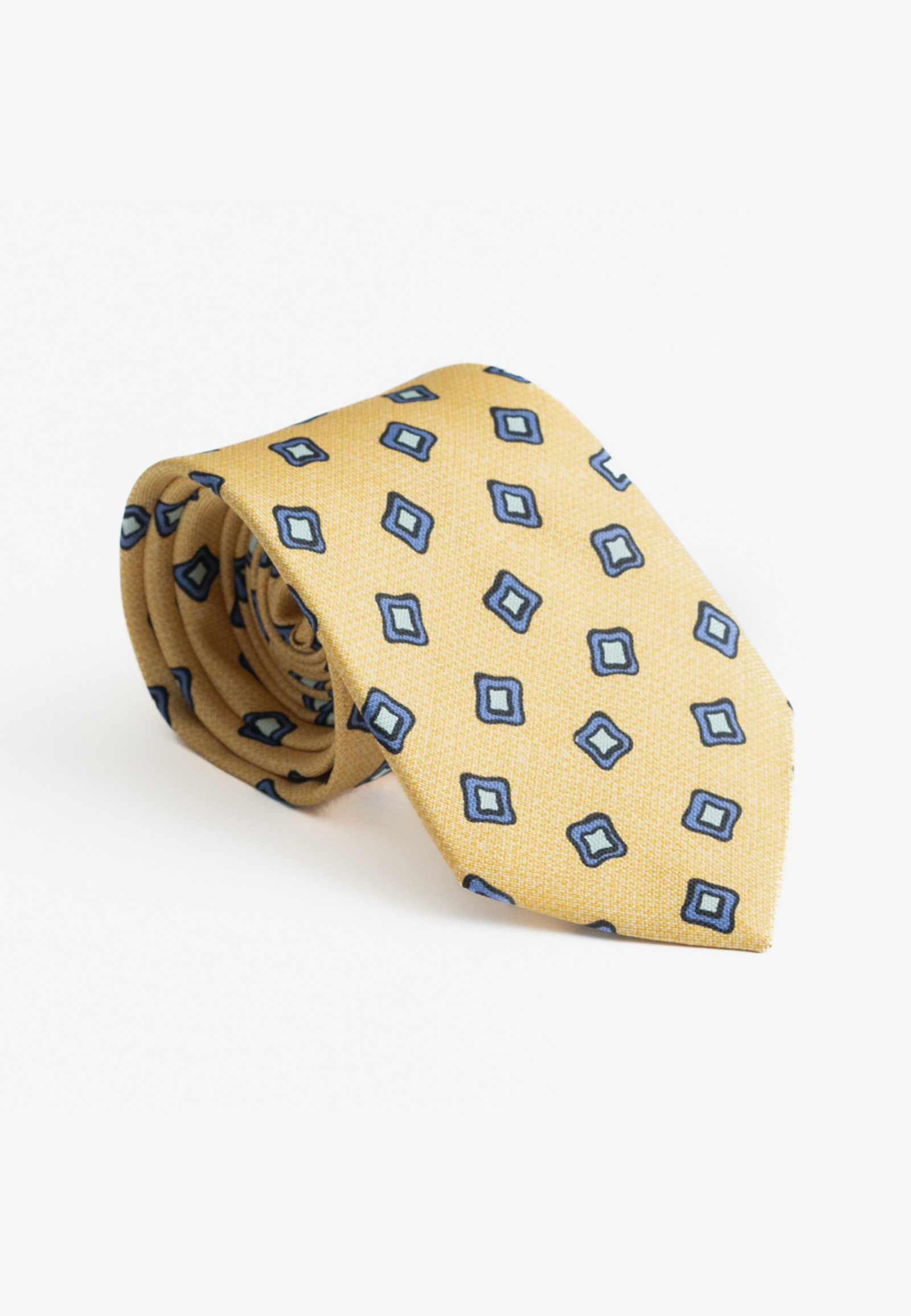 70200318-700487-A Mustard silk tie geometric print - Image 1