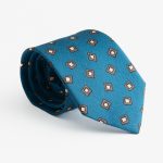 Petrol silk tie geometric print